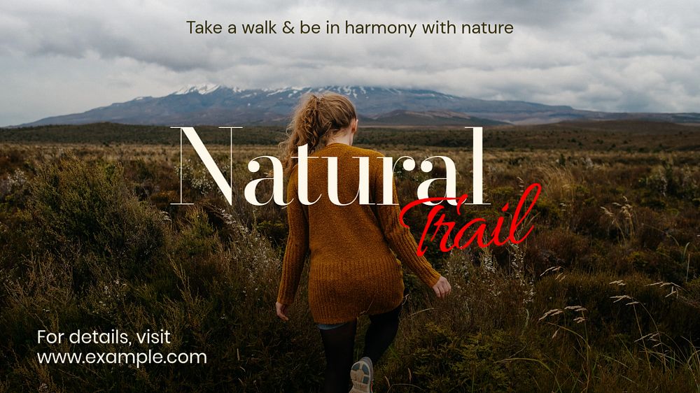 Natural trail blog banner template, editable text