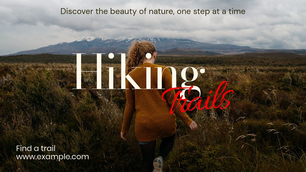 Hiking trails blog banner template, editable text