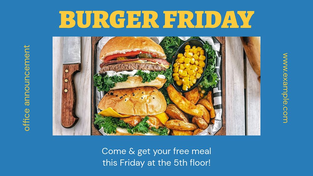 Burgers Friday  blog banner template, editable text