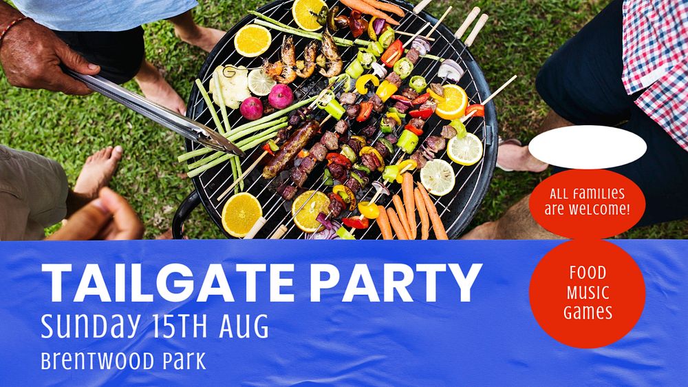 Tailgate party  blog banner template, editable text