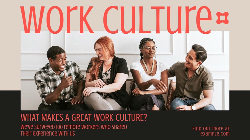 Work culture article  blog banner template, editable text