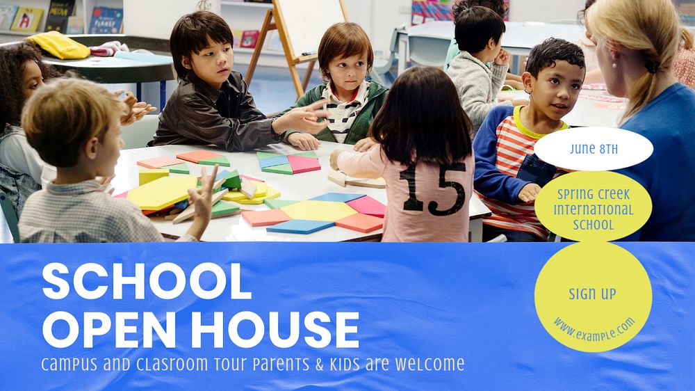 School open house  blog banner template, editable text