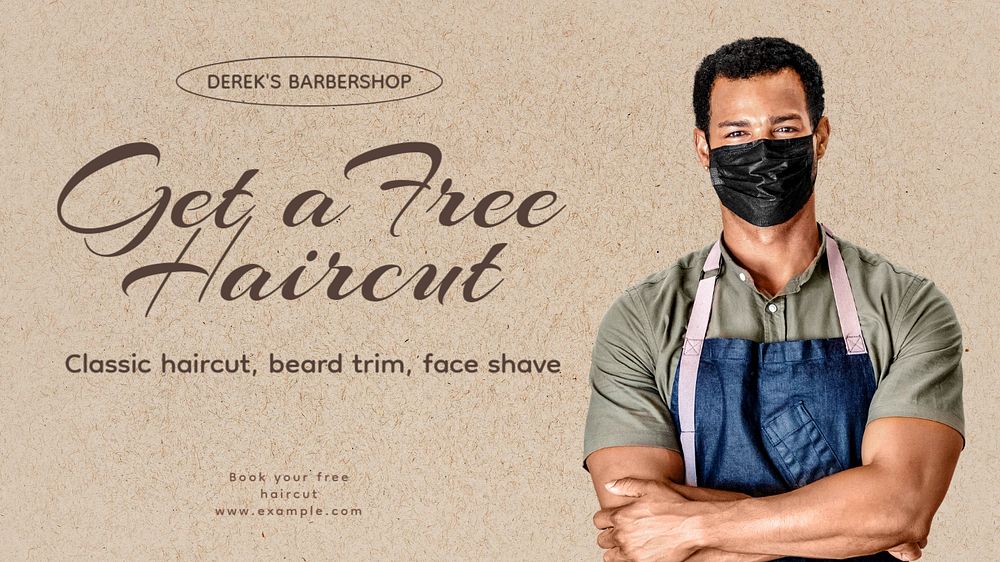 Free haircut  blog banner template, editable text