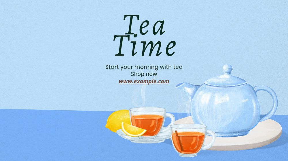 Tea time blog banner template, editable text