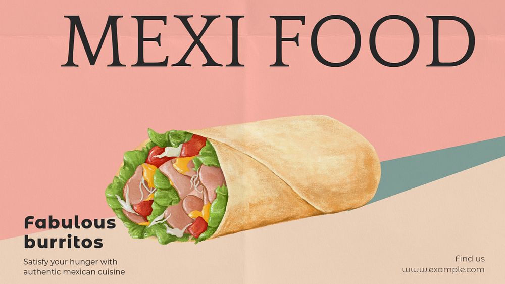 Mexi food blog banner template, editable text