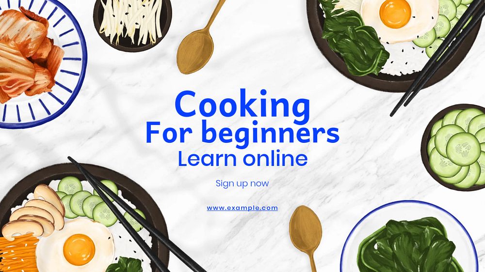 Cooking for beginners blog banner template, editable text