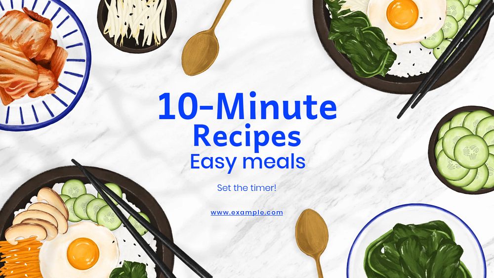 10-minute recipes blog banner template, editable text