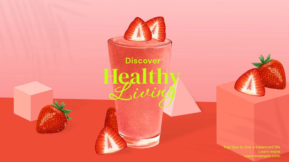 Healthy living blog banner template, editable text