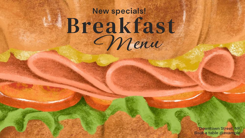 Breakfast menu blog banner template, editable text