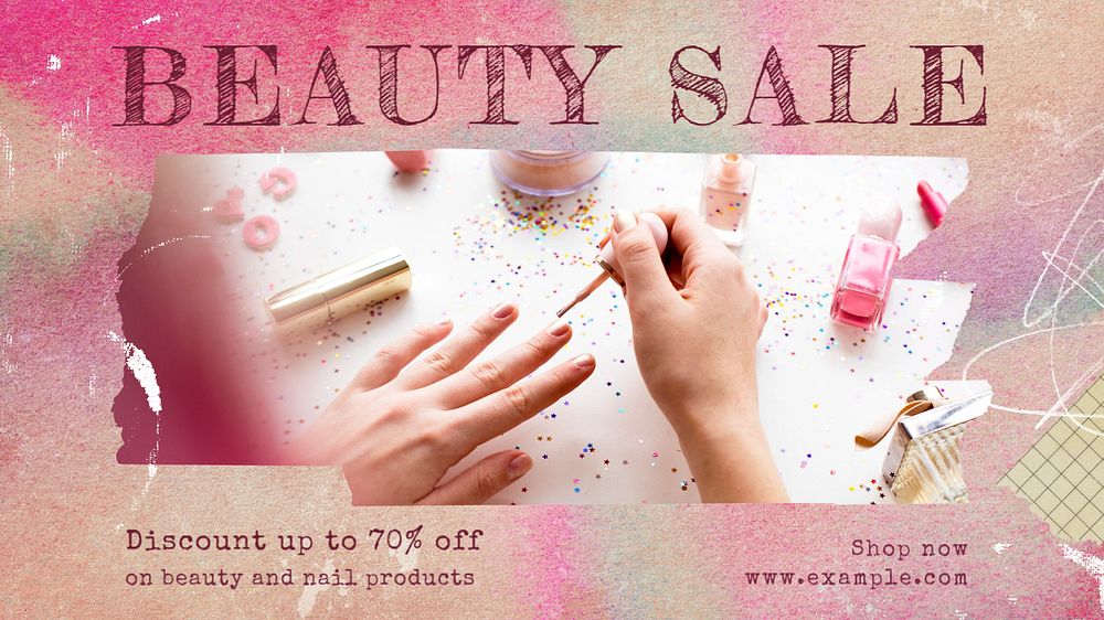 Beauty sale  Facebook cover template, editable design