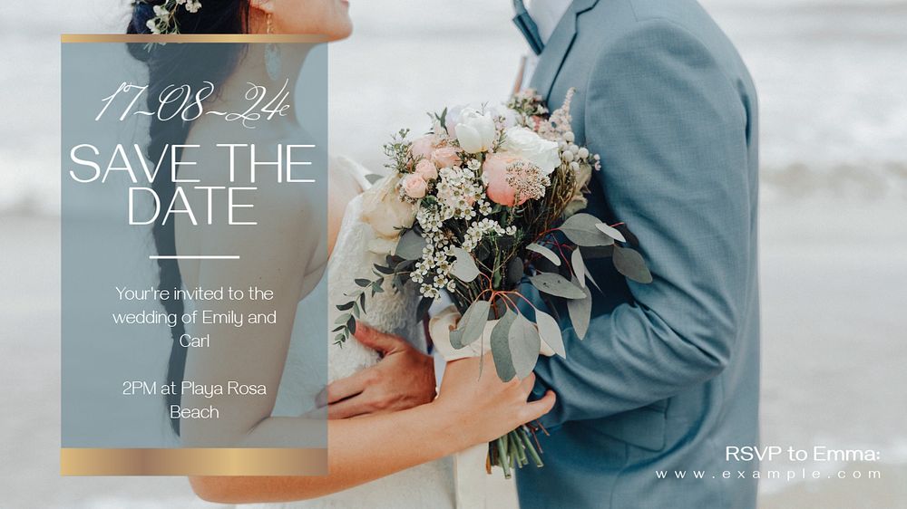 Save the date  blog banner template, editable text