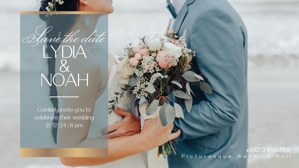 Wedding invitation  blog banner template, editable text