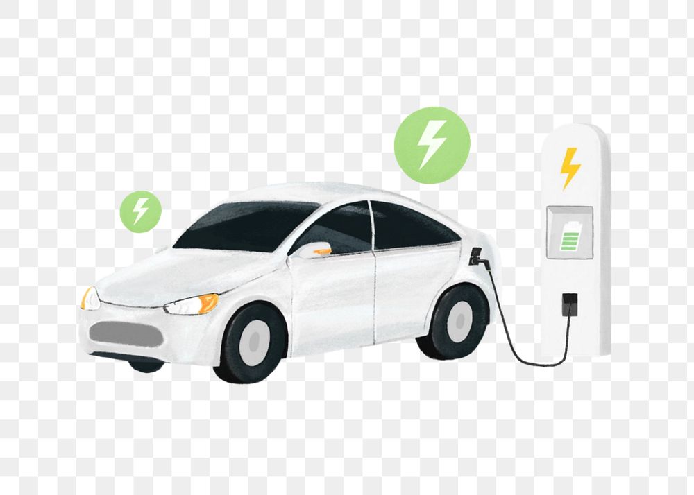 Png element charging station environment illustration, editable design