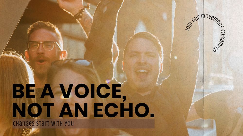 Be a voice not an echo blog banner template, editable text