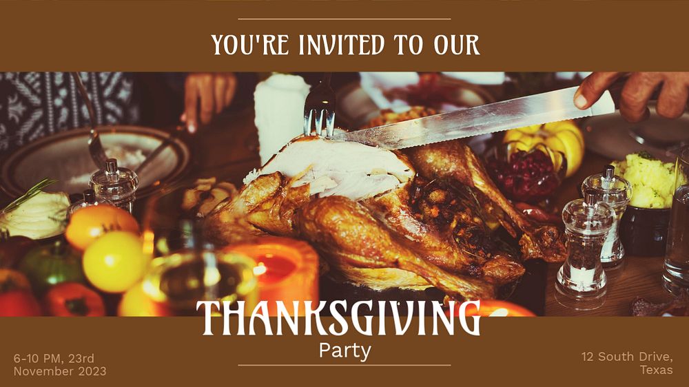 Thanksgiving party blog banner template, editable text