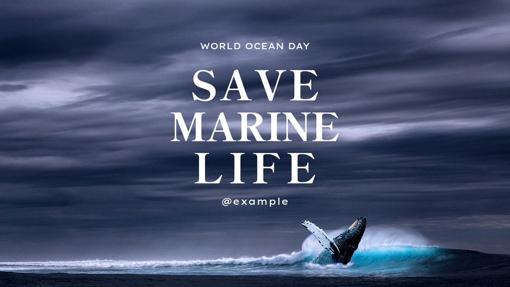 Save marine life blog banner template, editable text