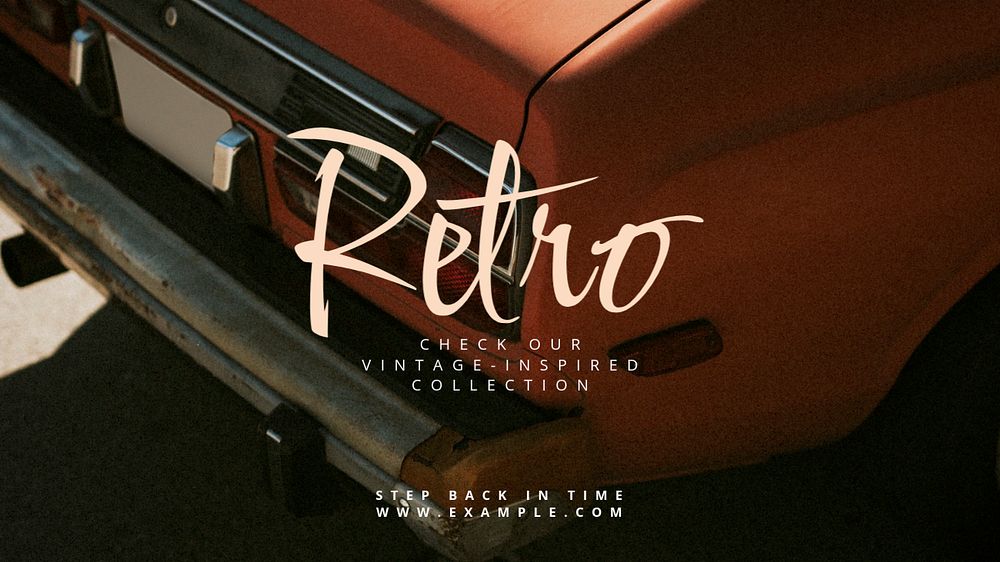 Retro collection blog banner template, editable text