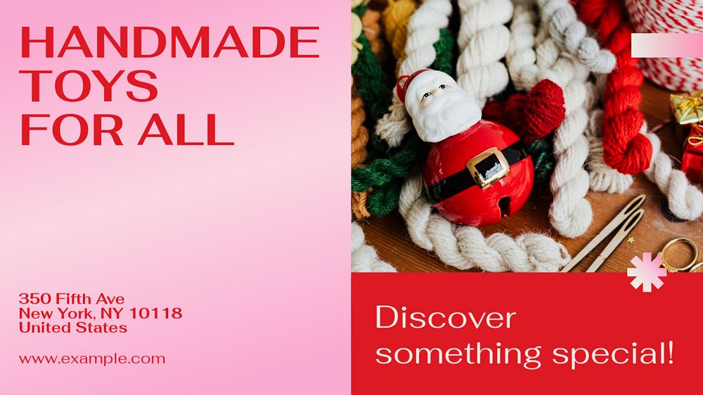 Handmade toys blog banner template, editable text