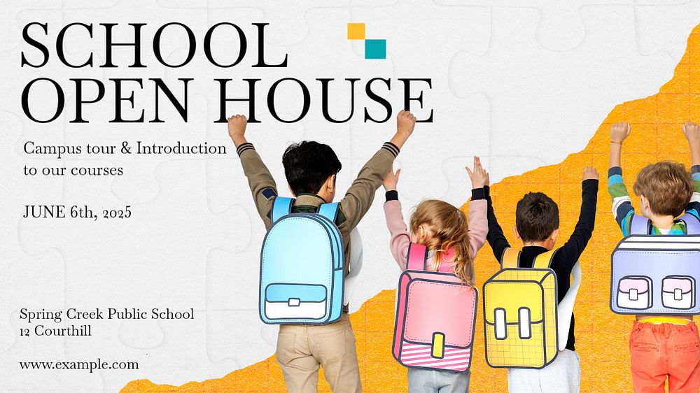 School open house blog banner template, editable text