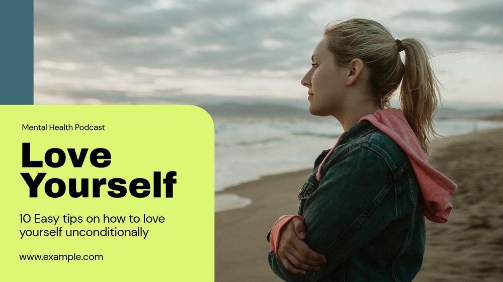 Love yourself blog banner template, editable text