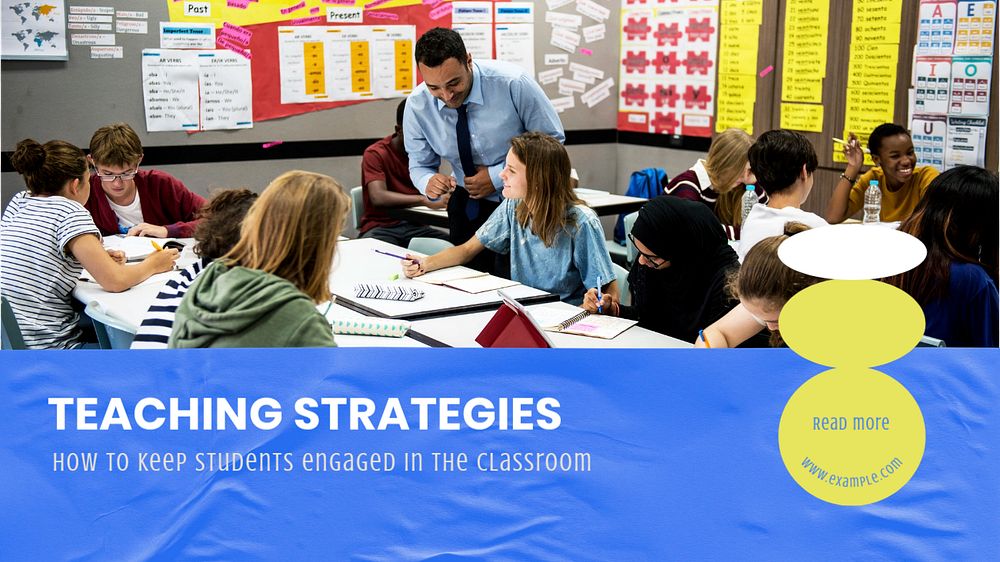 Teaching strategies blog banner template, editable text