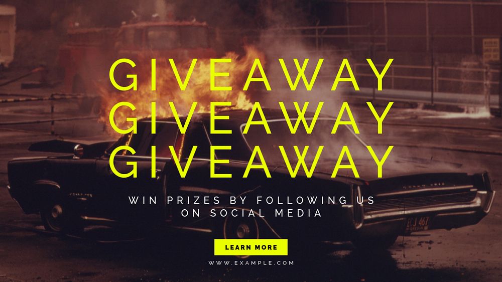 Social media giveaway blog banner template, editable text