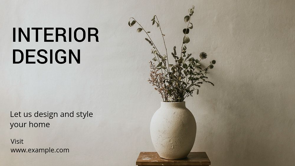 Interior design blog banner template, editable text