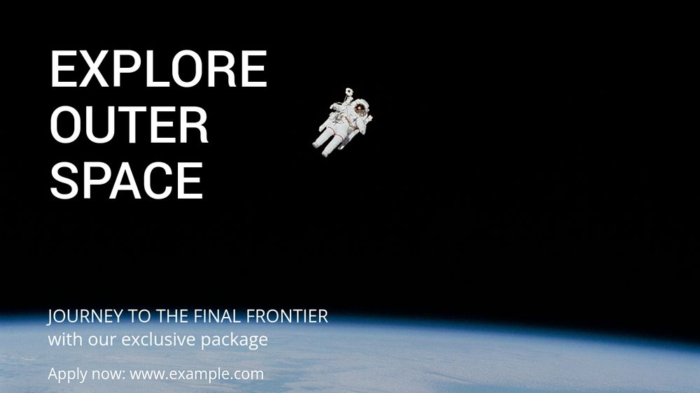 Explore outer space blog banner template, editable text