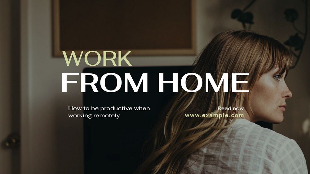 Work from home blog banner template, editable text