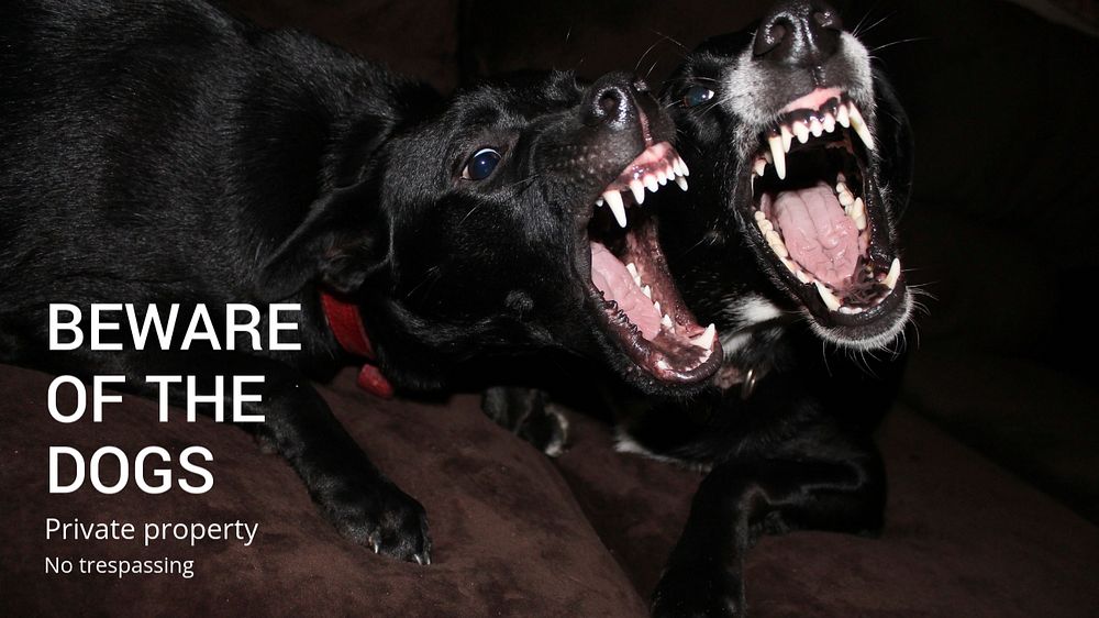 Beware of dogs blog banner template, editable text