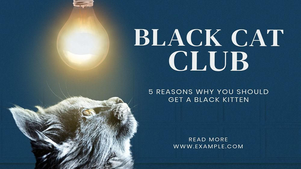 Black cat club blog banner template, editable text