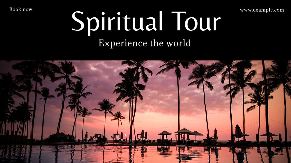 Spiritual tour blog banner template, editable text