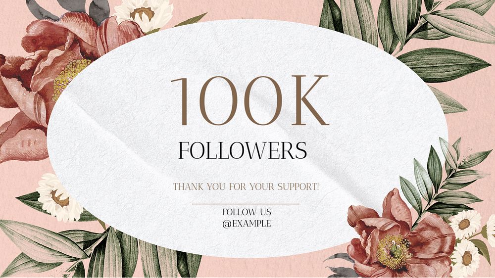 100k followers blog banner template, editable text