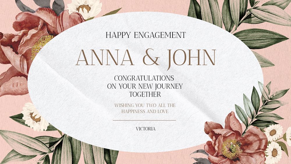 Happy engagement blog banner template, editable text