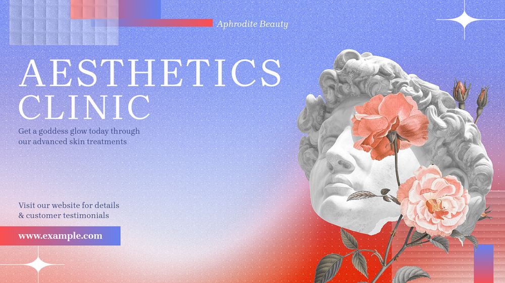 Aesthetics clinic  blog banner template, editable text