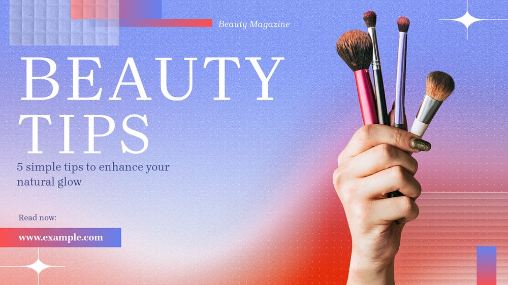 Beauty tips  blog banner template, editable text