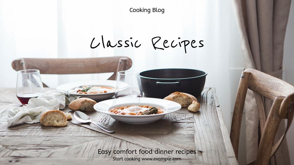 Food recipes blog banner template, editable text