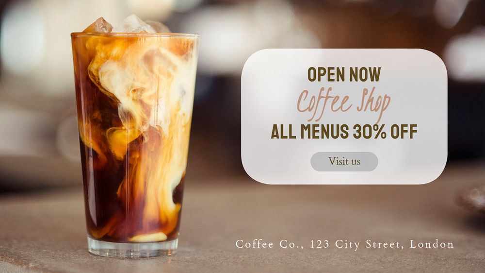 Coffee shop  blog banner template, editable text