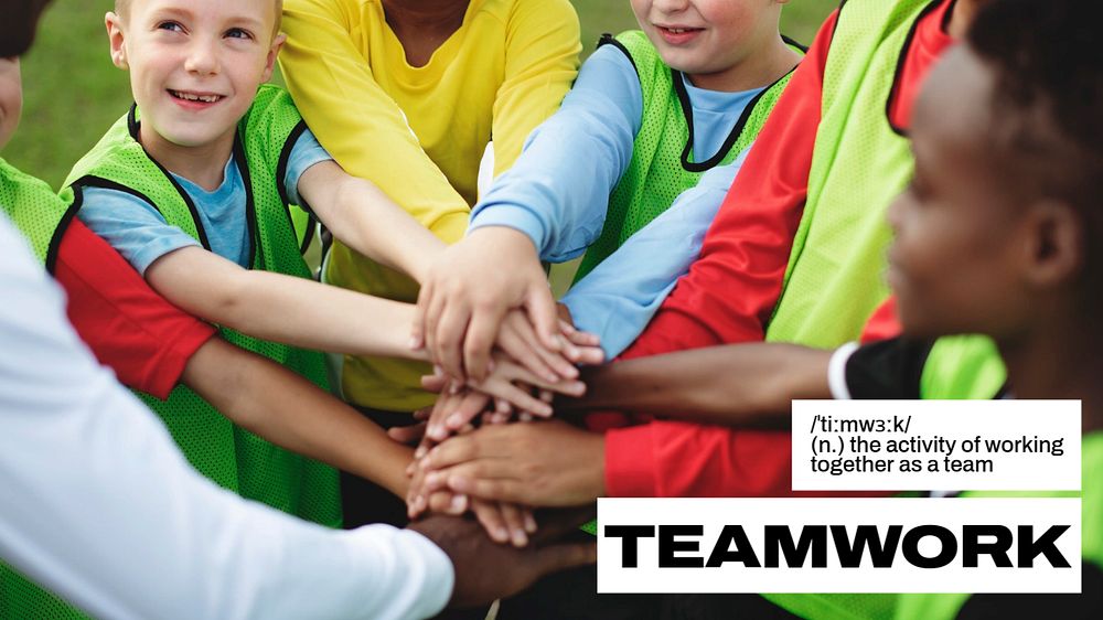 Teamwork blog banner template, editable text