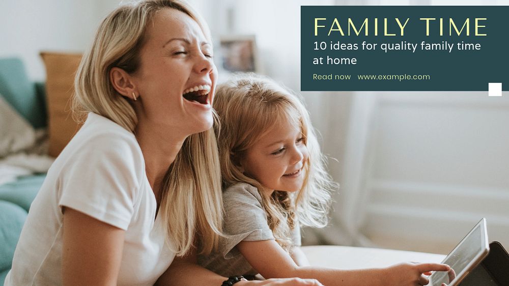 Family time blog banner template, editable text