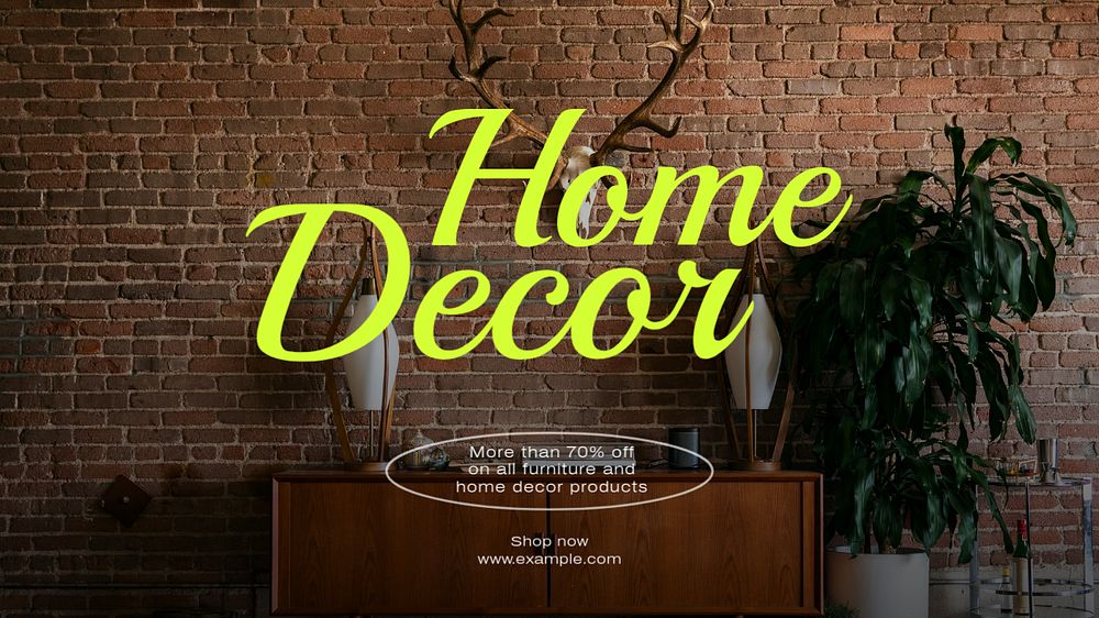 Home decor blog banner template, editable text