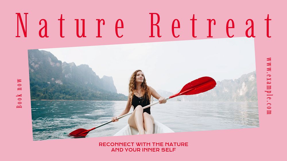 Nature retreat blog banner template, editable text