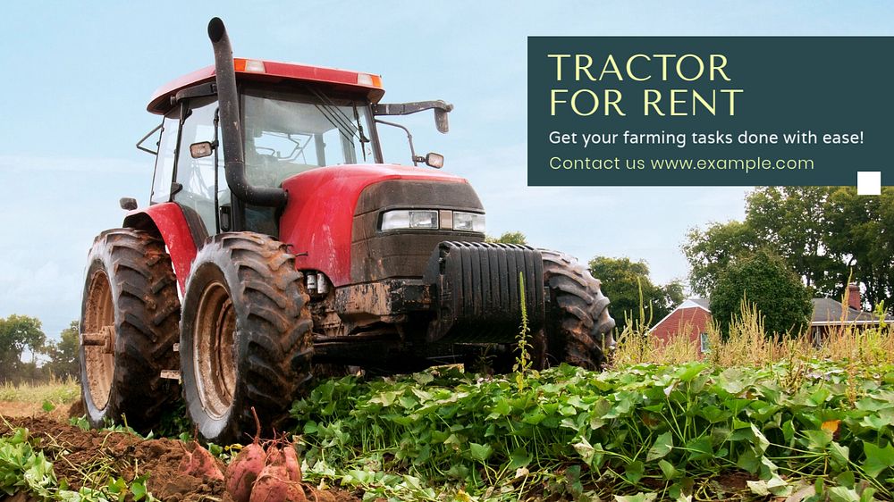 Tractor for rent blog banner template, editable text