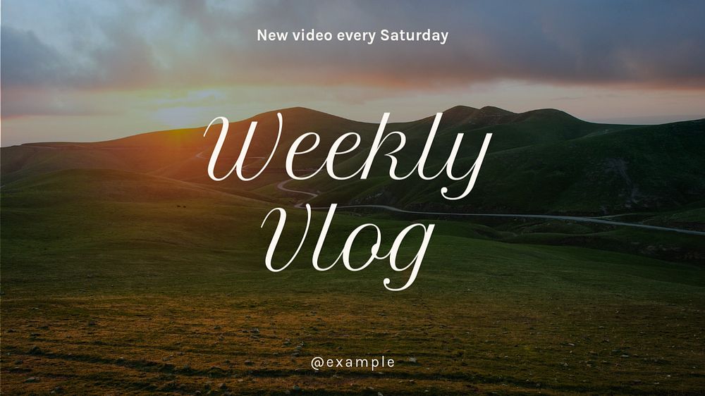 Weekly vlog blog banner template, editable text