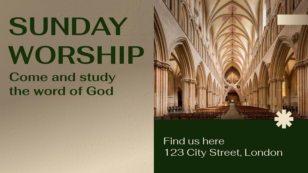 Sunday worship blog banner template, editable text