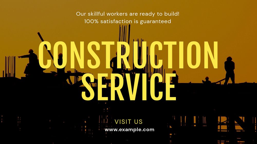 Construction service blog banner template, editable text