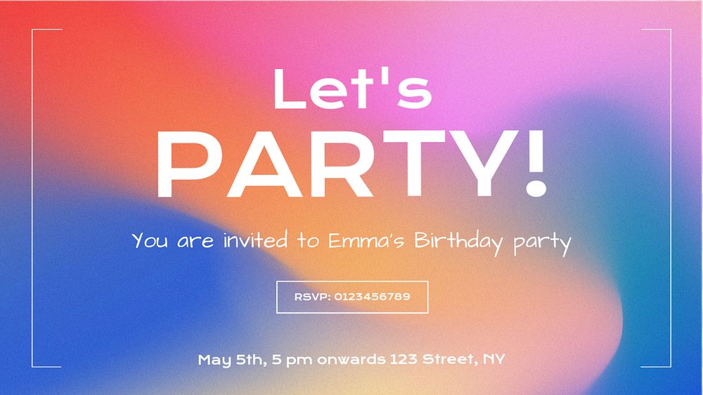 Let's party blog banner template, editable text