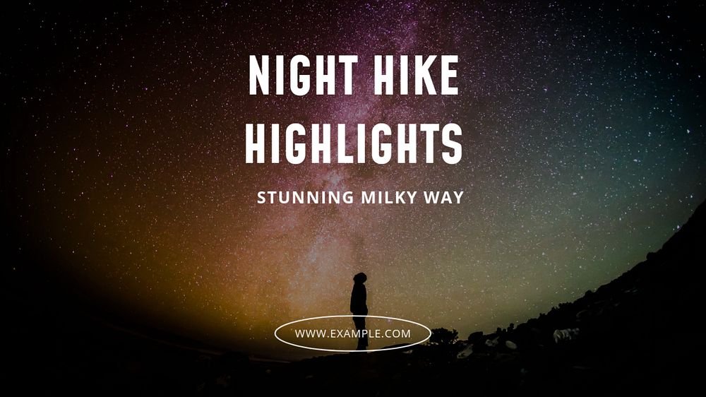 Night hike blog banner template, editable text