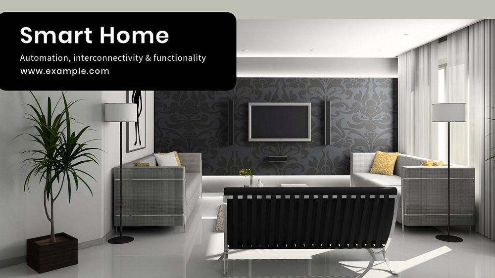 Smart home blog banner template, editable text