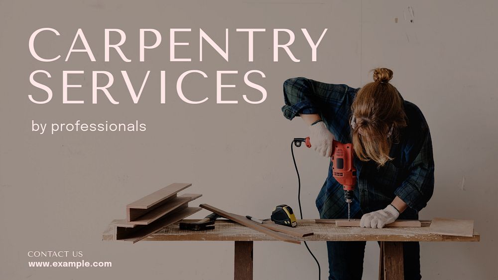 Carpentry services blog banner template, editable text